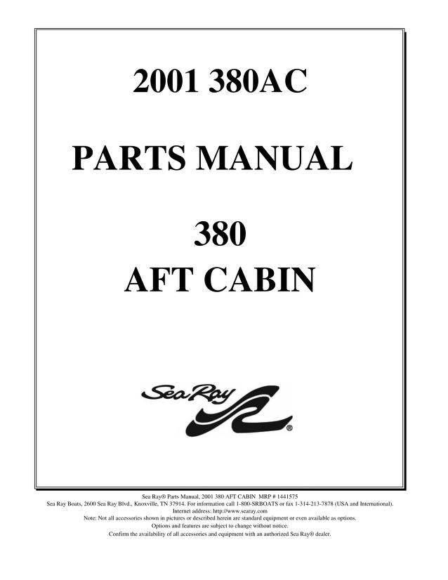 Sea Ray 2001 380 AFT CABIN, 5.7KW EDT 50Hz User manual : Free